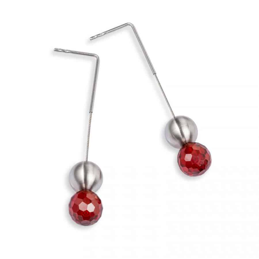 earring 075 červený zirkon / kolekce red-esign