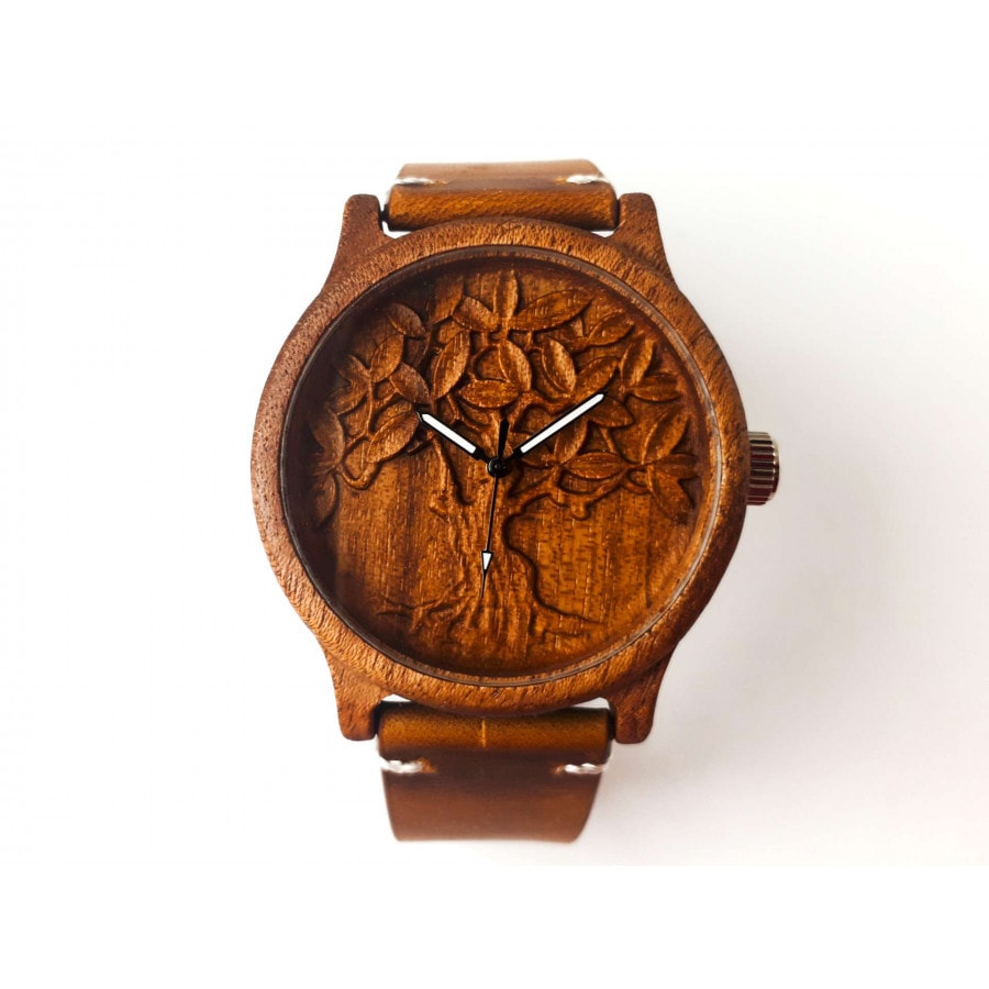 Dřevěné 3D hodinky - Strom života III