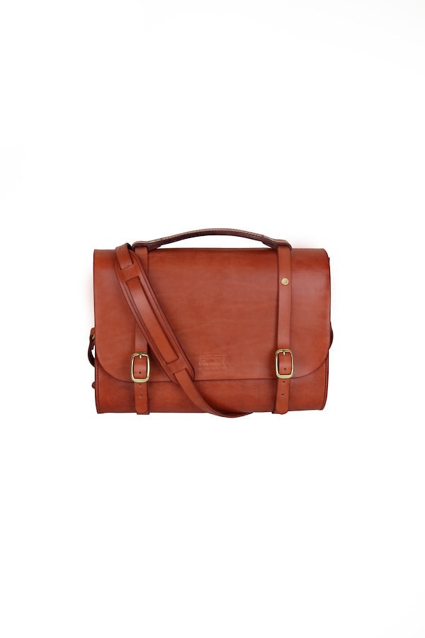 Leather Briefcase - mahagon hnědá