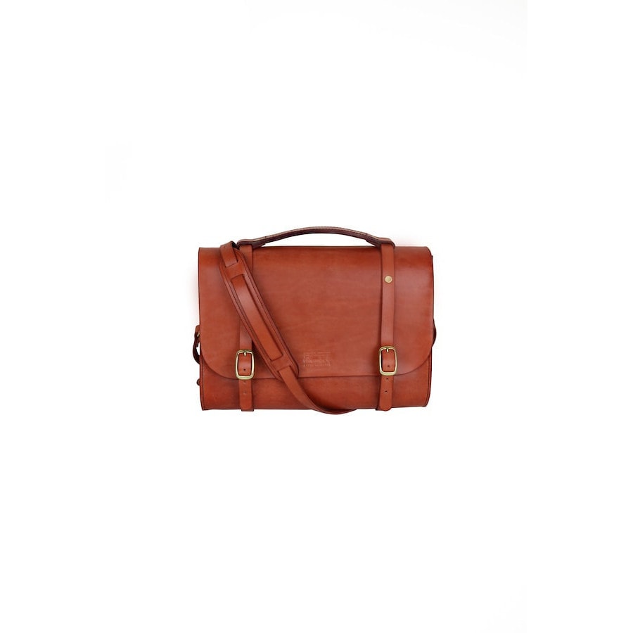 Leather Briefcase - mahagon hnědá