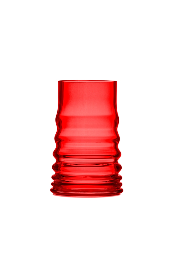 Křišťálová váza BUMPER SMALL RED - čirý křišťál