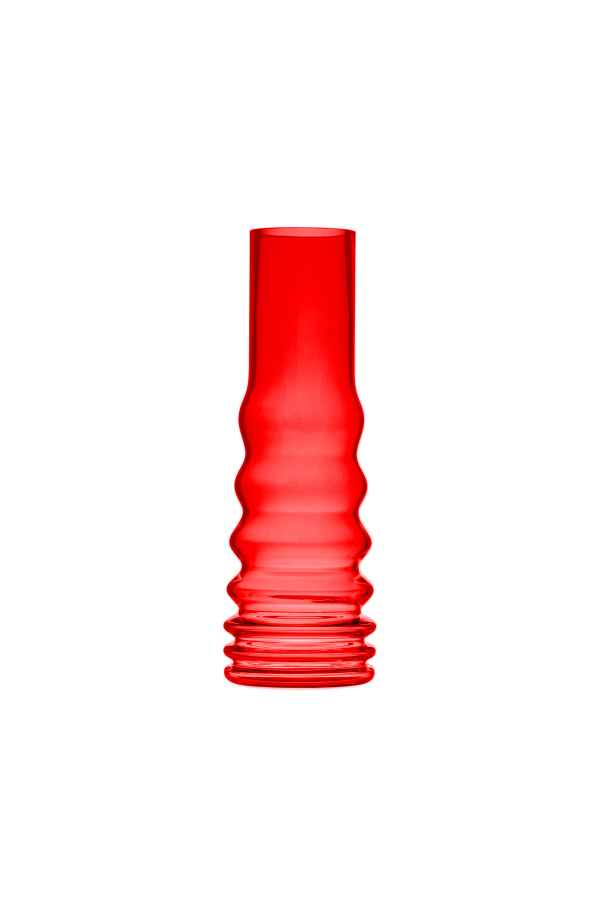 Křišťálová váza BUMPER TALL RED - čirý křišťál